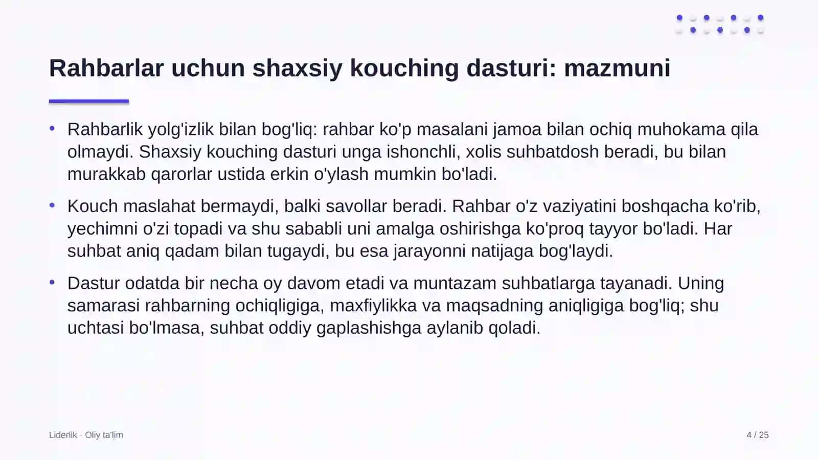 reanimatsiya bo'limlarida rahbarlar uchun shaxsiy kouching dasturi 3747 4