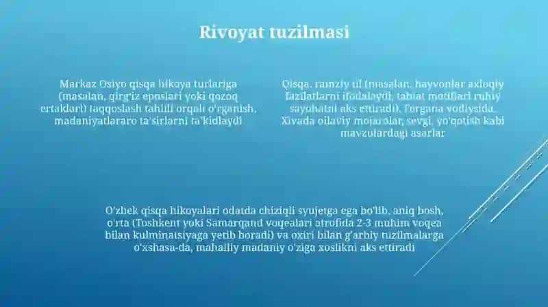 Hikoyaning janr xususiyatlari va o’rganish usullari 4