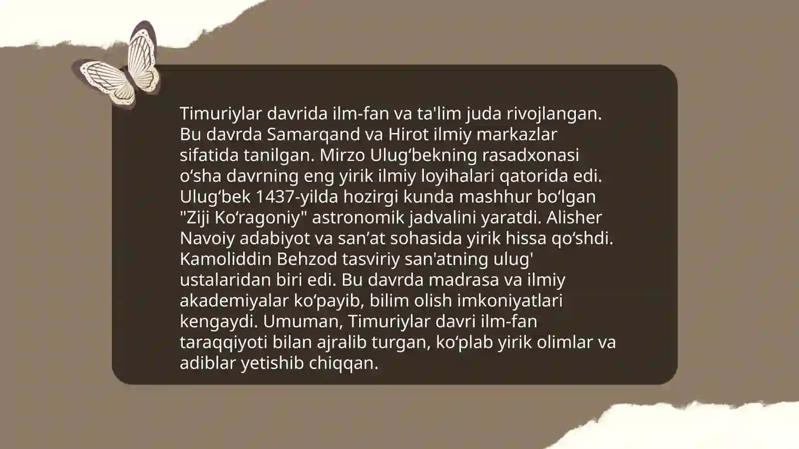 XIV asrda o'rta asr Markaziy Osiyo madaniyati va pedagogikasi 4