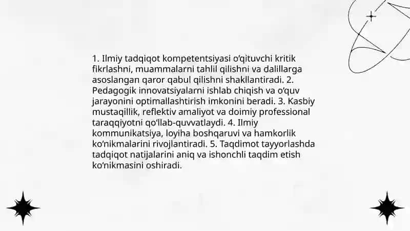Ilmiy tadqiqot olib borish kompetentligi 4