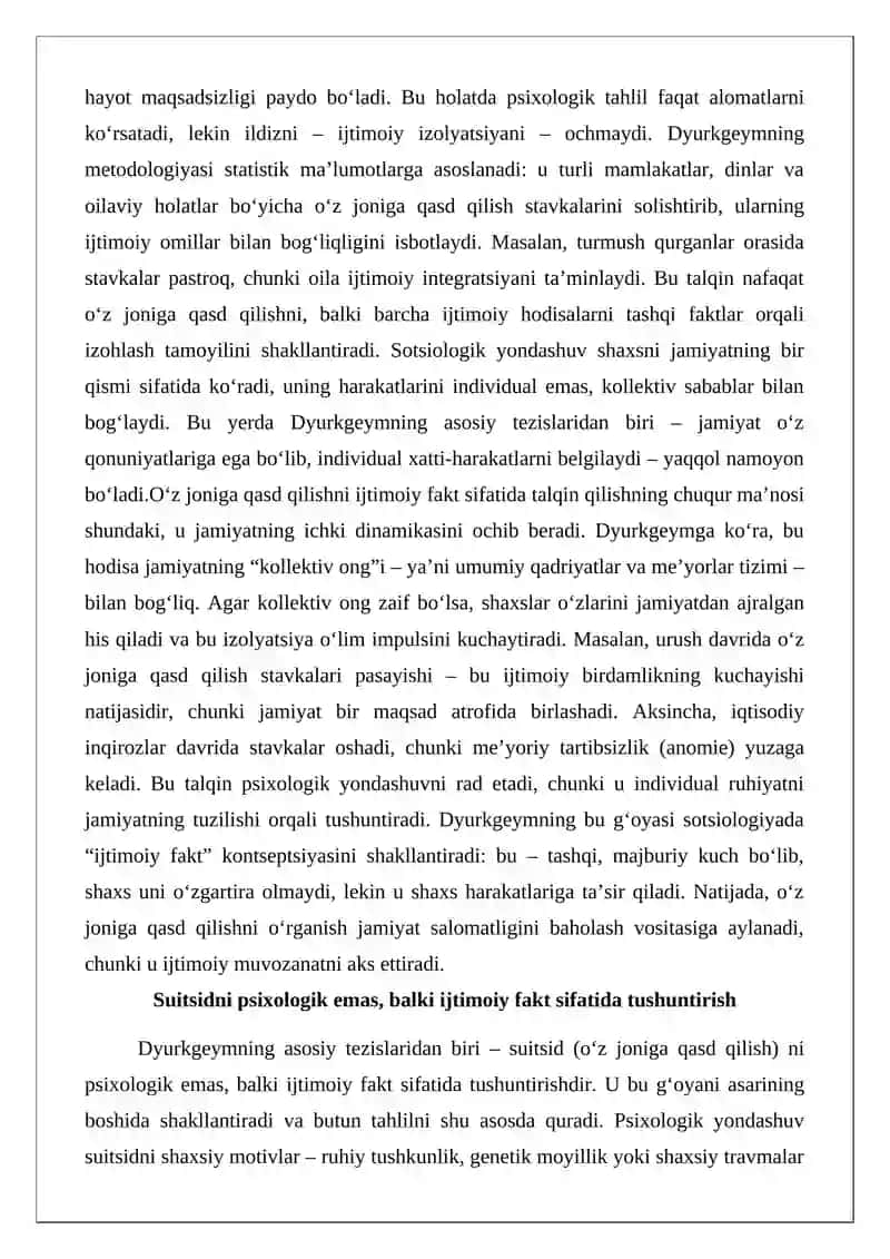 Emil Dyurkgeym "Oʻzini oʻzi oʻldirish" 4