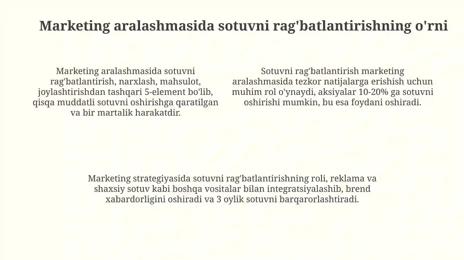 Marketingda sotishni rag‘batlantirishning o‘rni vaahamiyati 4