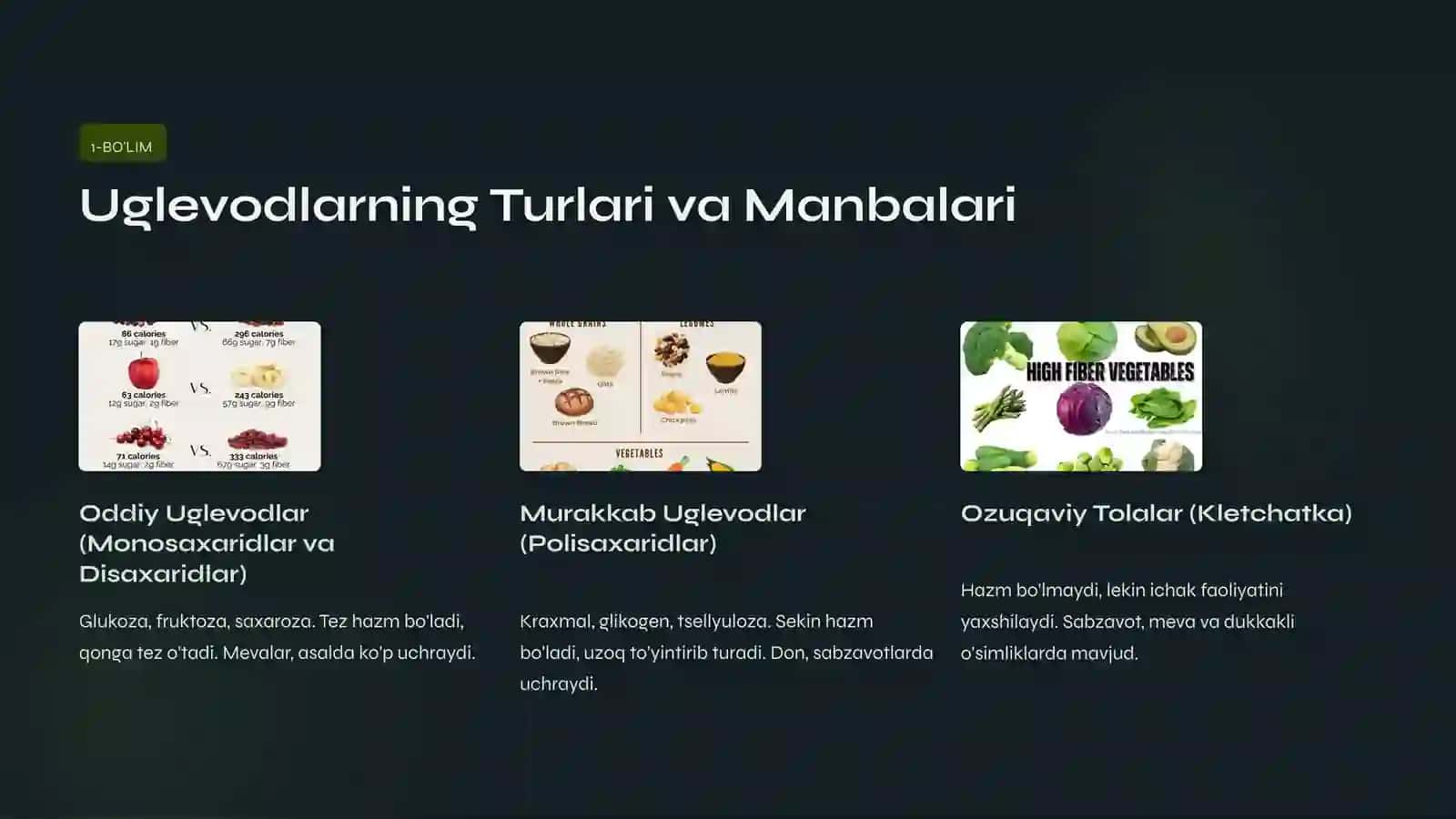 Oziq-ovqat Tarkibidagi Asosiy Uglevodlar: Turlari va Ularning Salomatlikka Ta'siri 4