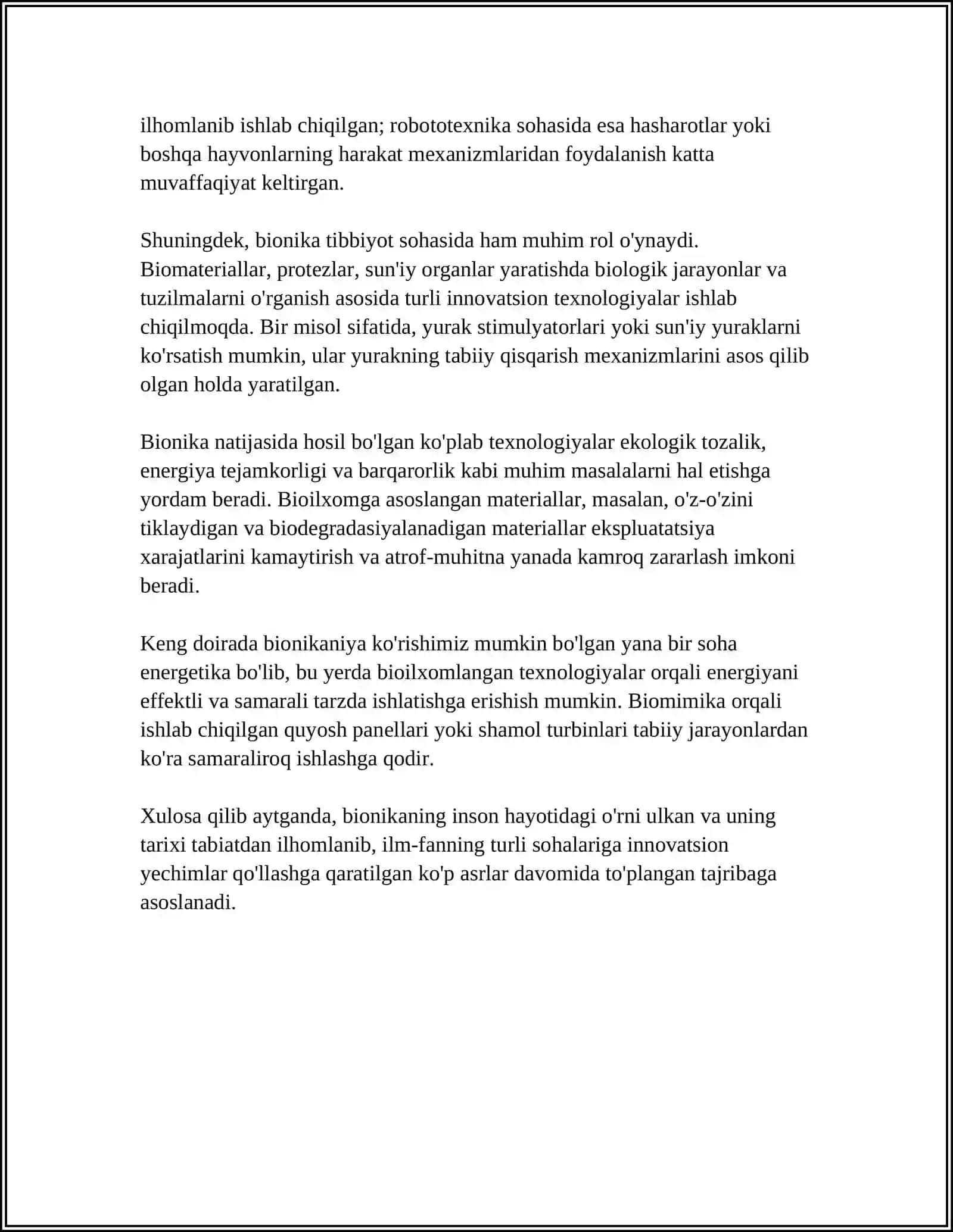 Bionika Asoslari va Uni Inson Hayotidagi O'rni 4