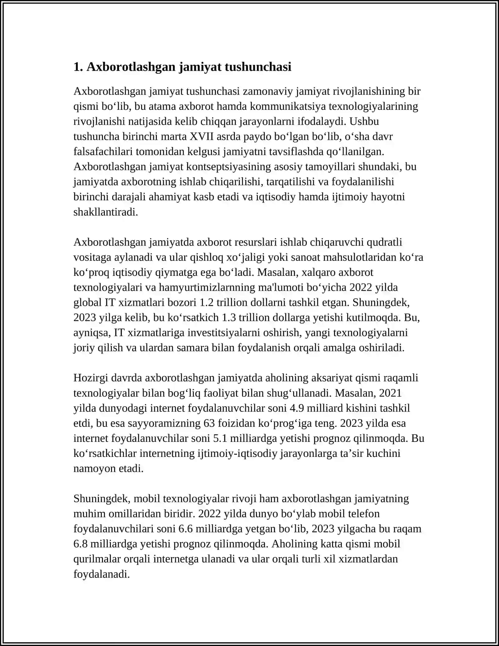AXBOROTLASHGAN JAMIYAT VA UNING ISTIQBOLLARI MAVZUSIDA ESSE TAYYORLASH 4