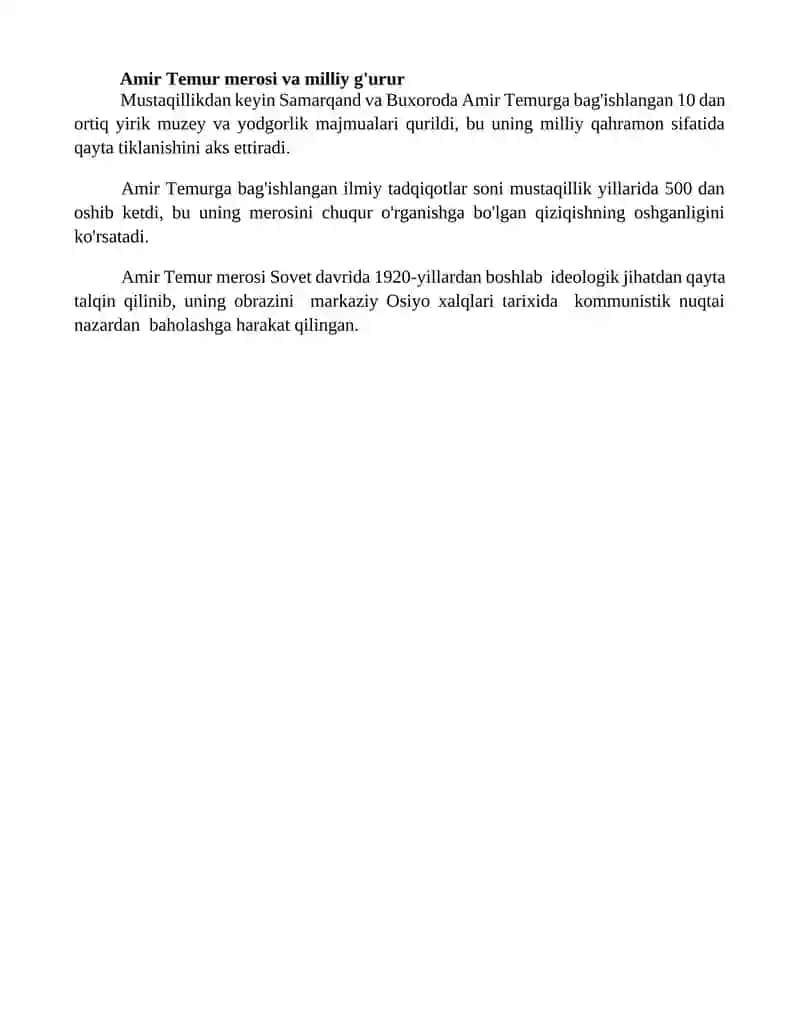 Amir Temur haqida sovet, sho‘rolar va mustaqillik yillarida 4