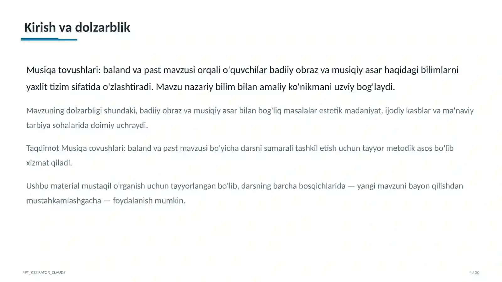 Musiqa tovushlari: baland va past (1-sinf) 4
