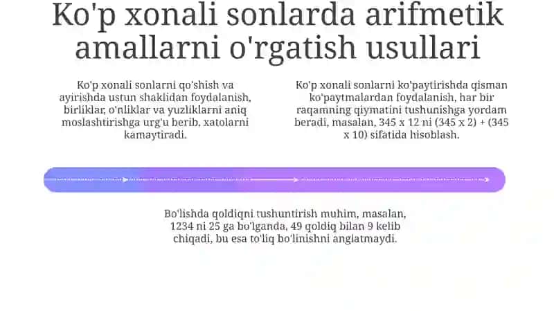 1000 ichida va ko'p xonali nomanfiy butun sonlar ustida arifmetik amallarni o'rgatish metodikasi 4