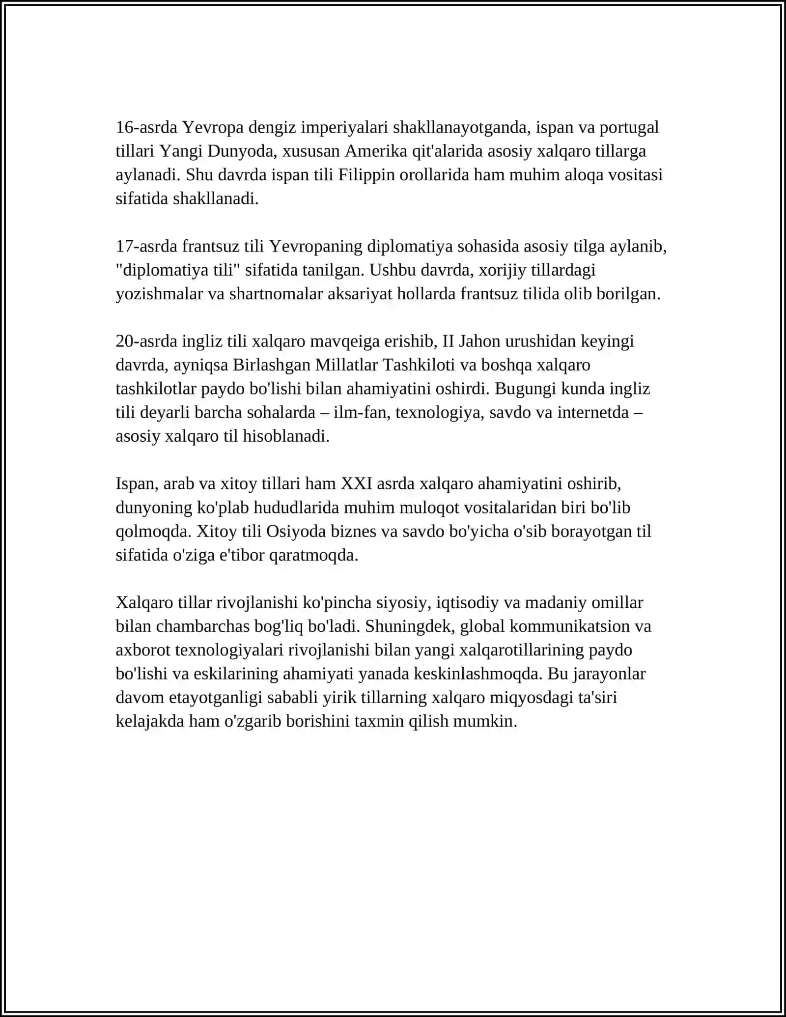 Xalqaro tillar 4