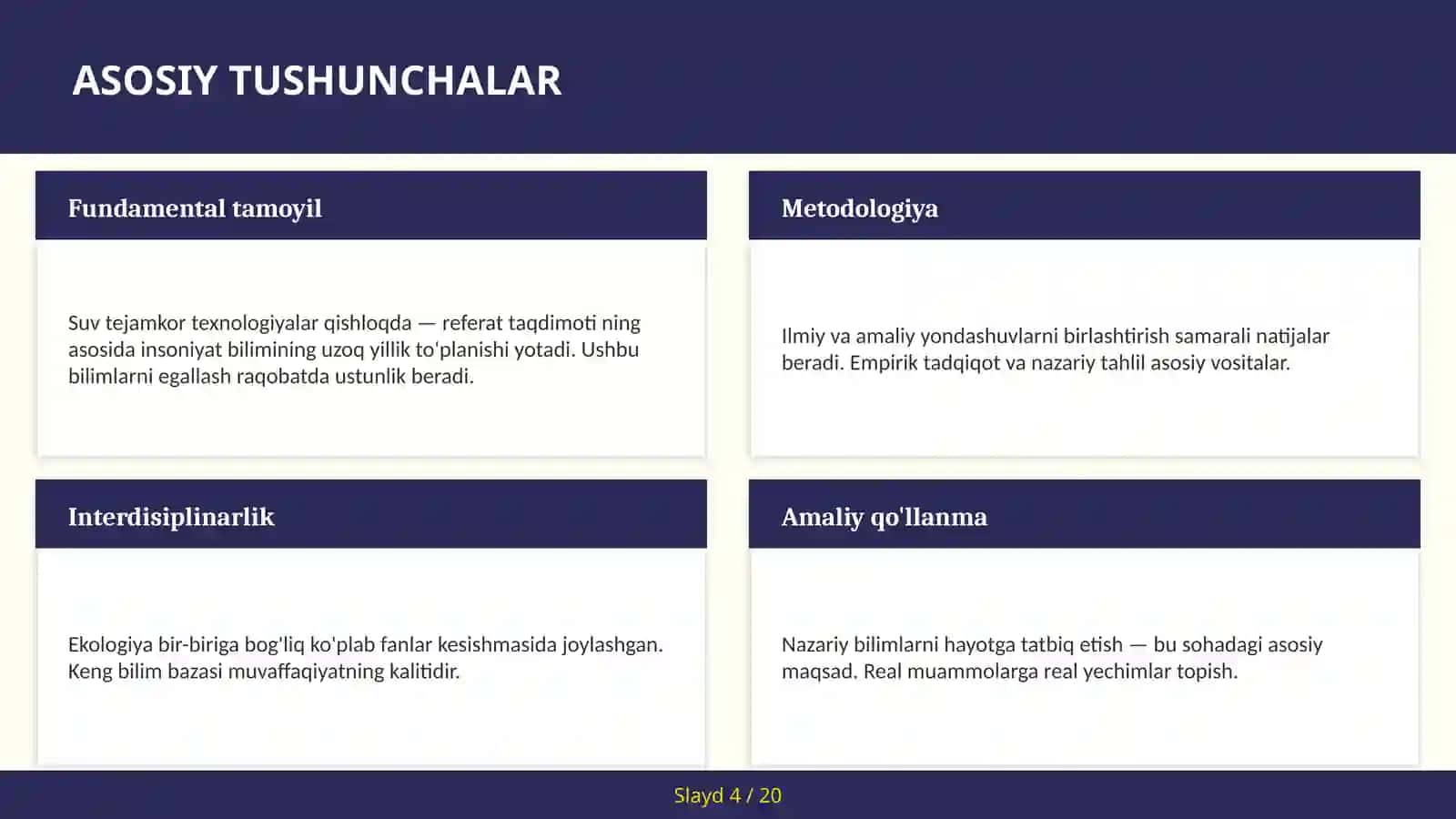 Suv tejamkor texnologiyalar qishloqda — referat taqdimoti 4