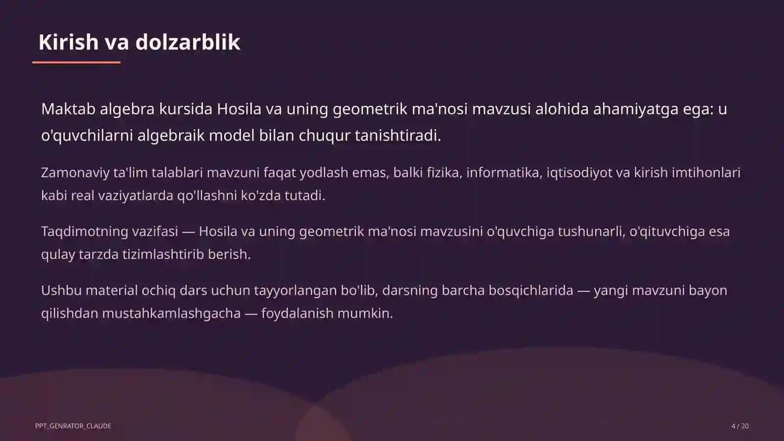 Hosila va uning geometrik ma'nosi (11-sinf) 4