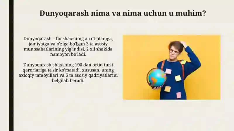 O'quvchilar dunyoqarashi da yangicha fikrlashni shakillantirish zaruryati 4