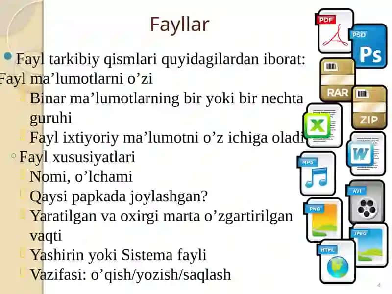 FAYLTIZIMLARI (4soat) 4