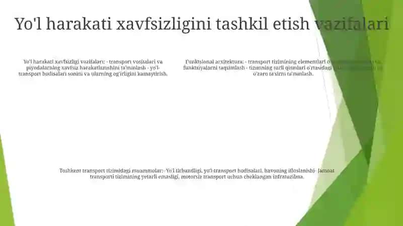 Ittning Funktsional Arxitekturasi, Toshkent Transport Tizimidagi Muammolar 4