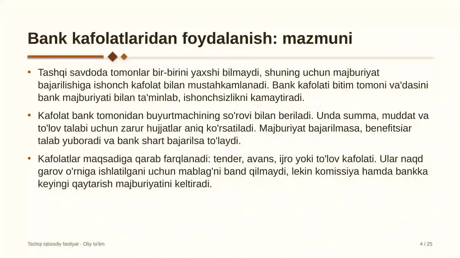 Kuryerlik xizmatida bank kafolatlaridan foydalanish 4
