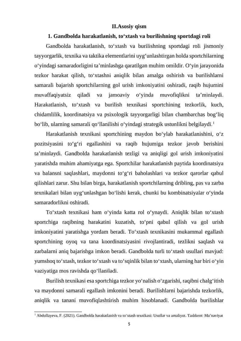 Gandbol o‘yinida harakatlanish to‘xtash burilish texnikasini o‘rganishni takomilllashtirish 4