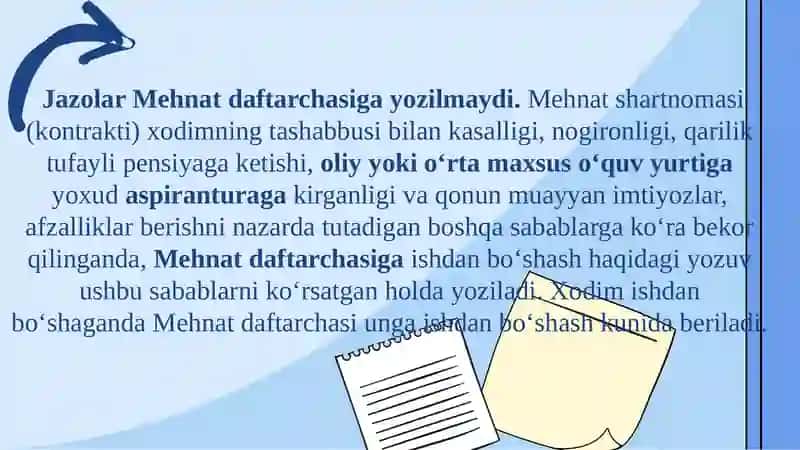 MEHNAT DAFTARCHASI BU XUJJATLARNING ZARURIY QISMLARI 4