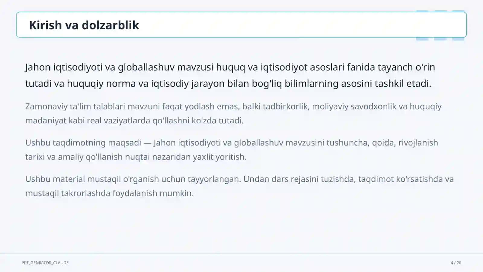 Jahon iqtisodiyoti va globallashuv (11-sinf) 4