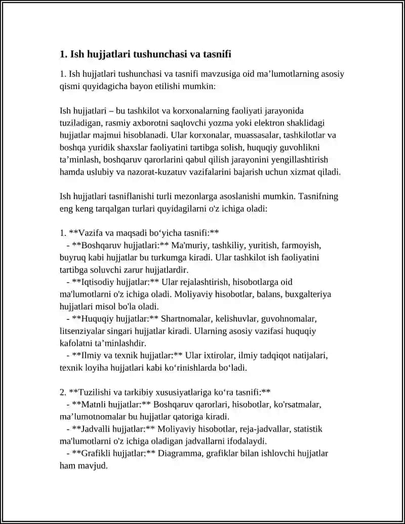 ISH HUJJATLARI VA ULARGA QO'YILADIGAN ASOSIY TALABLAR 4