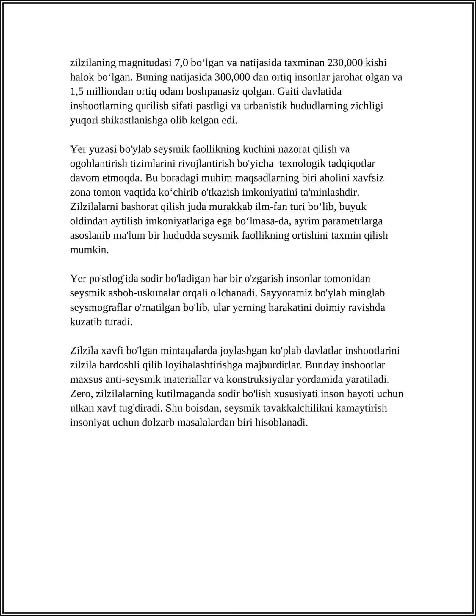 ZILZILA VA UNDAN OGOHLANTIRISH MUHOFAZALANISH TADBIRLARI 4