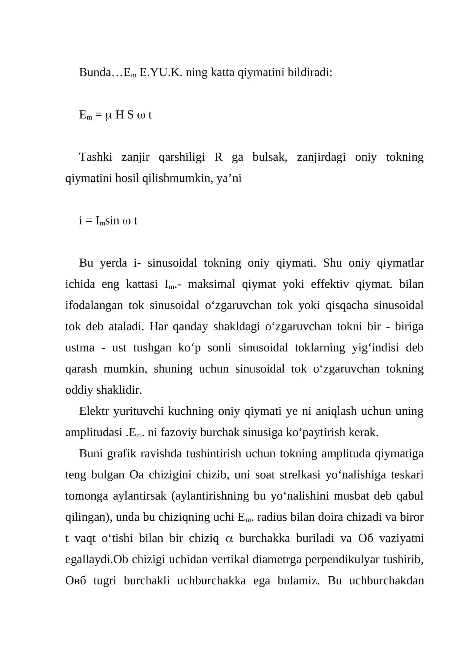 Sinusoidal elektr yurituvchi kuch hosil qilish 4