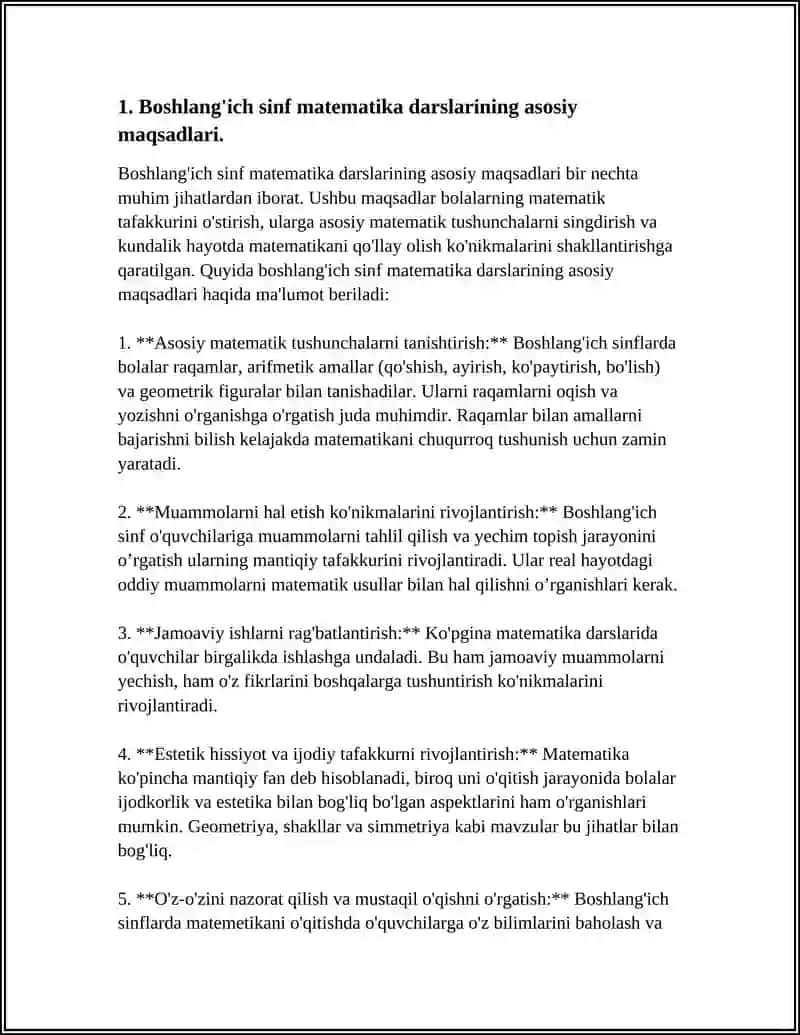 Boshlang'ich sinf matematika darslarida mantiqiy fikrlashni rivojlantirish fanining maqsad va vazifalari 4