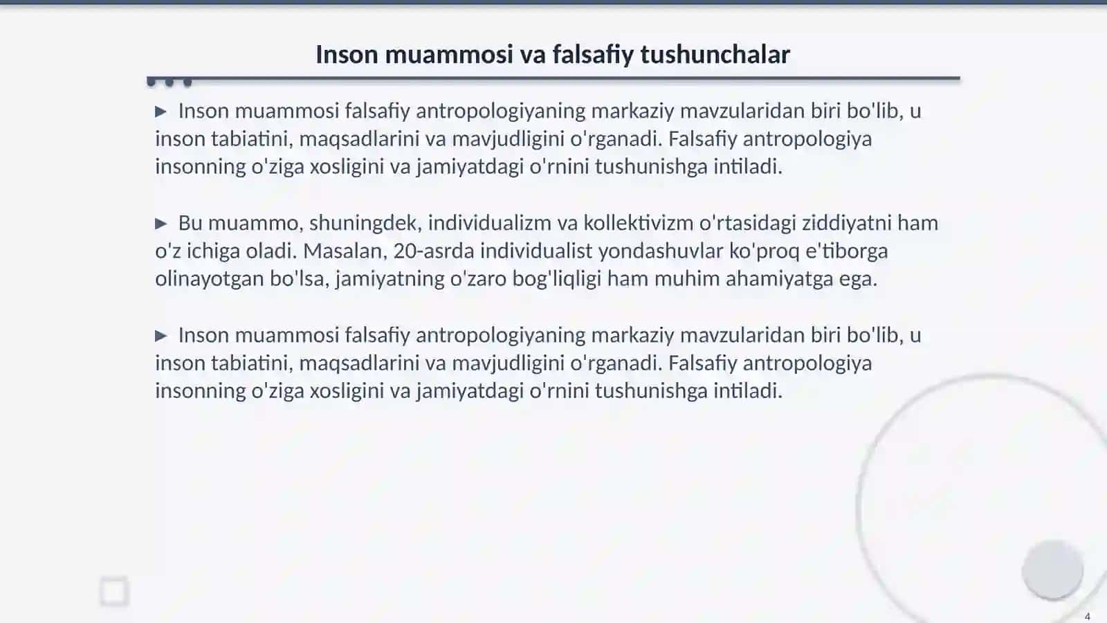 Falsafiy antropologiya inson muammosi 4