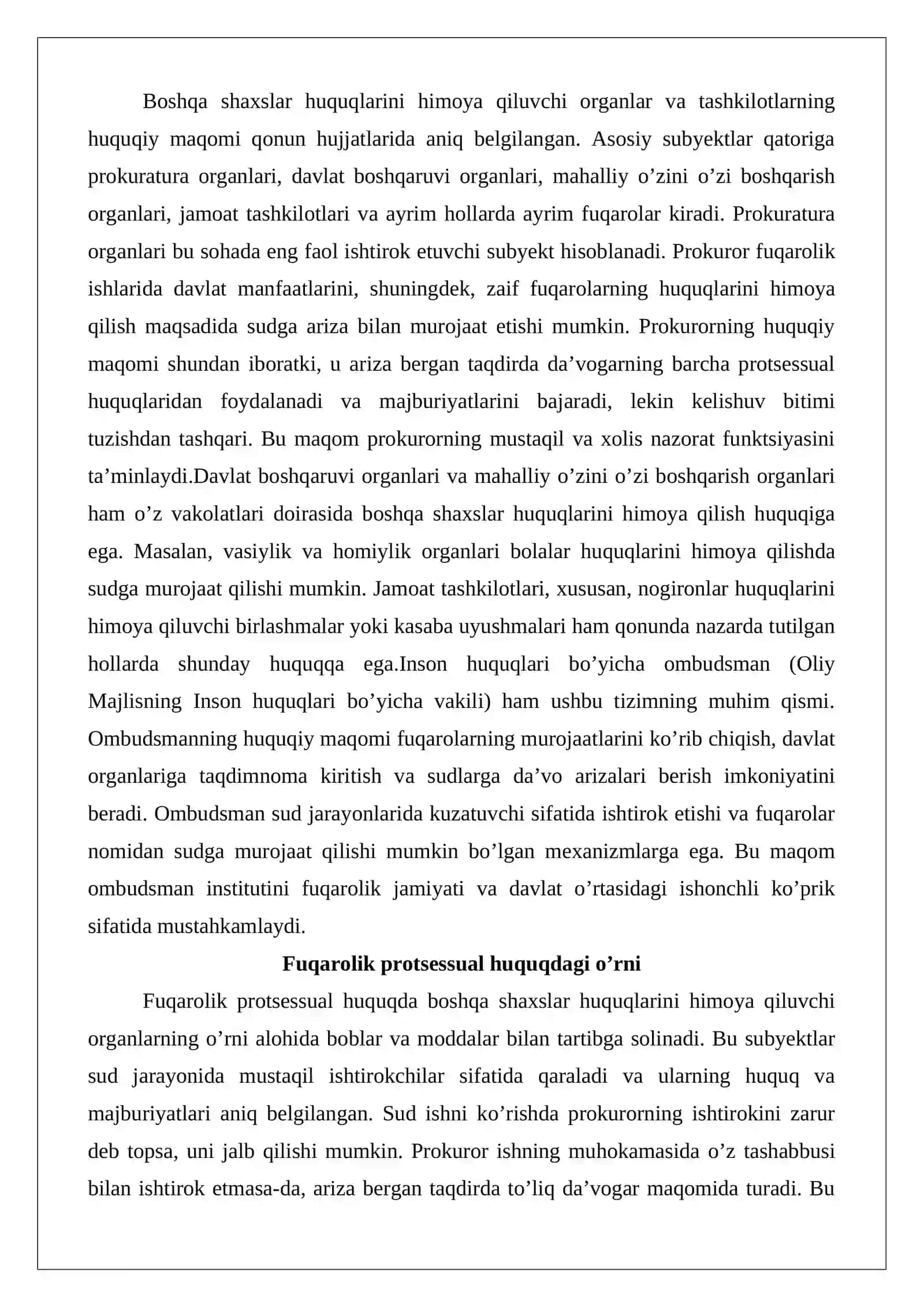 Boshqa shaxslar huquqlarini himoya qiluvchi davlat organlari va tashkilotlar 4