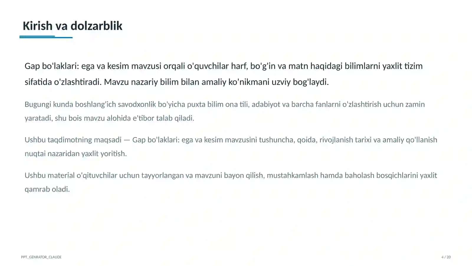 Dars rejasi 4