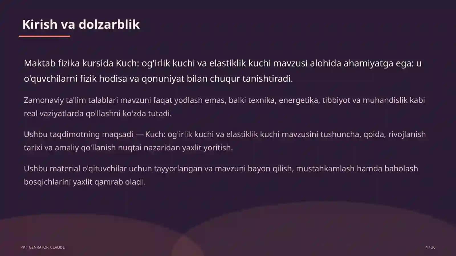 Fizika (6–11) — o'qituvchilar uchun 4