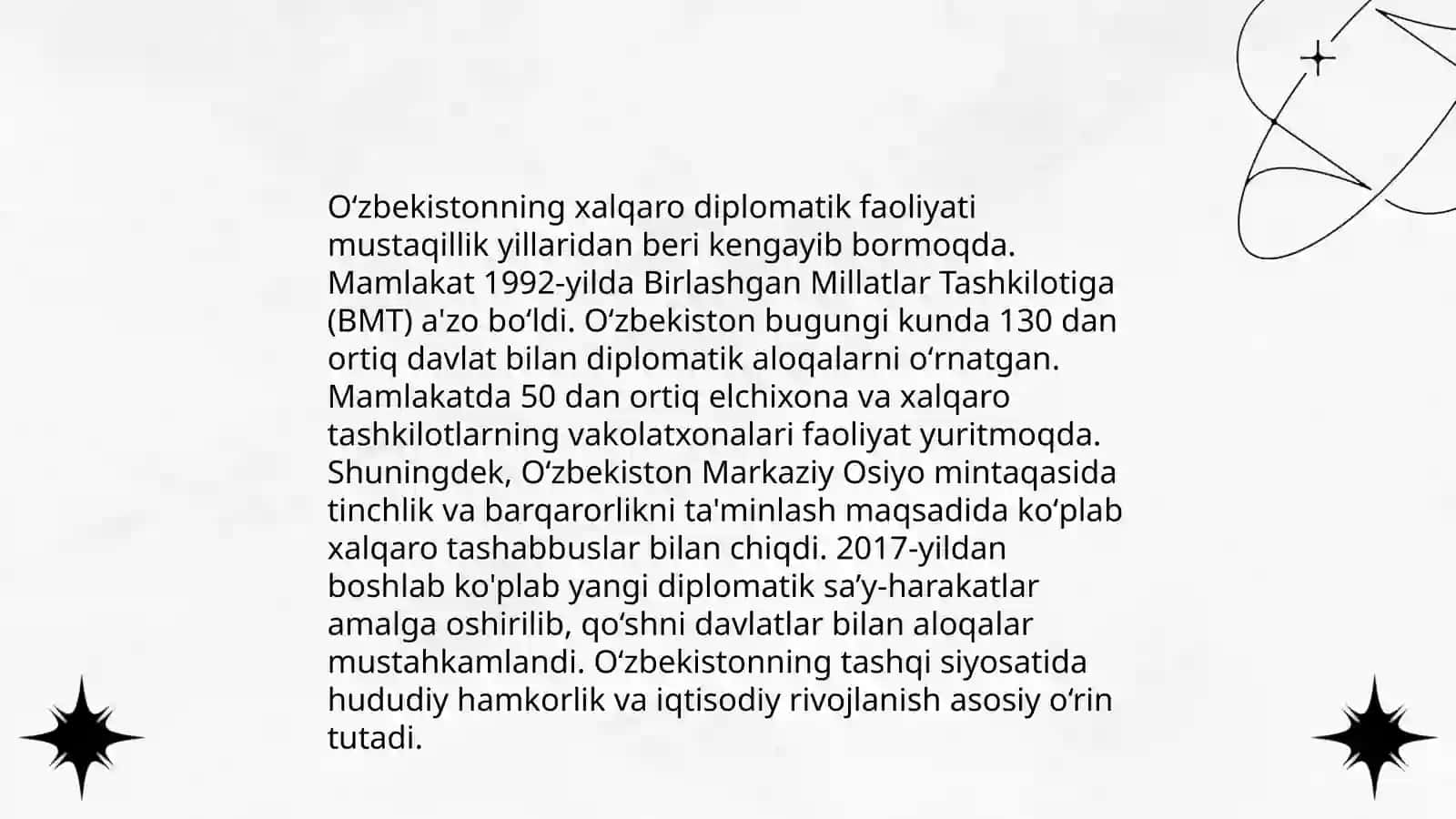 Oʻzbekistonning Markaziy Osiyoda tinchlik va barqarorlikni taʼminlashdagi oʻrni 4