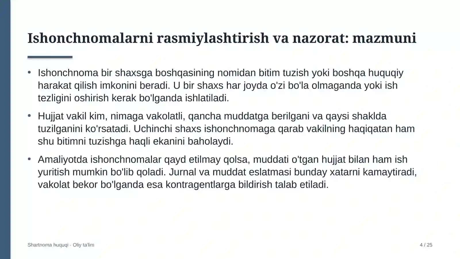 Shartnoma Huquqi · Oliy Ta'lim 4