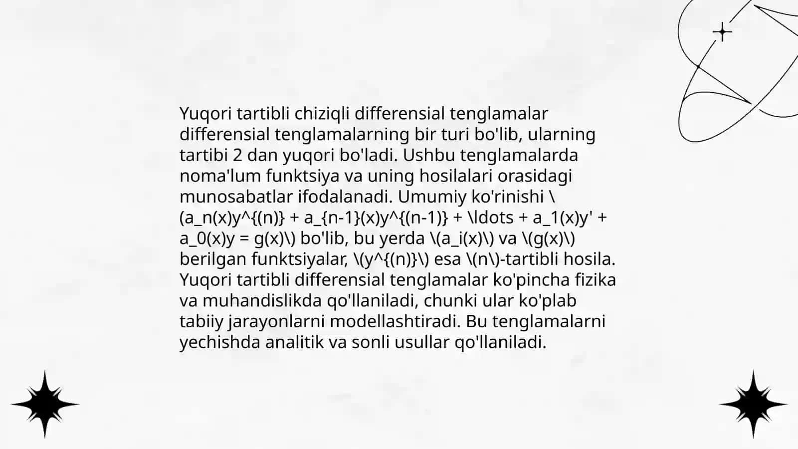 Yuqori tartibli differsial tenglamalar 4