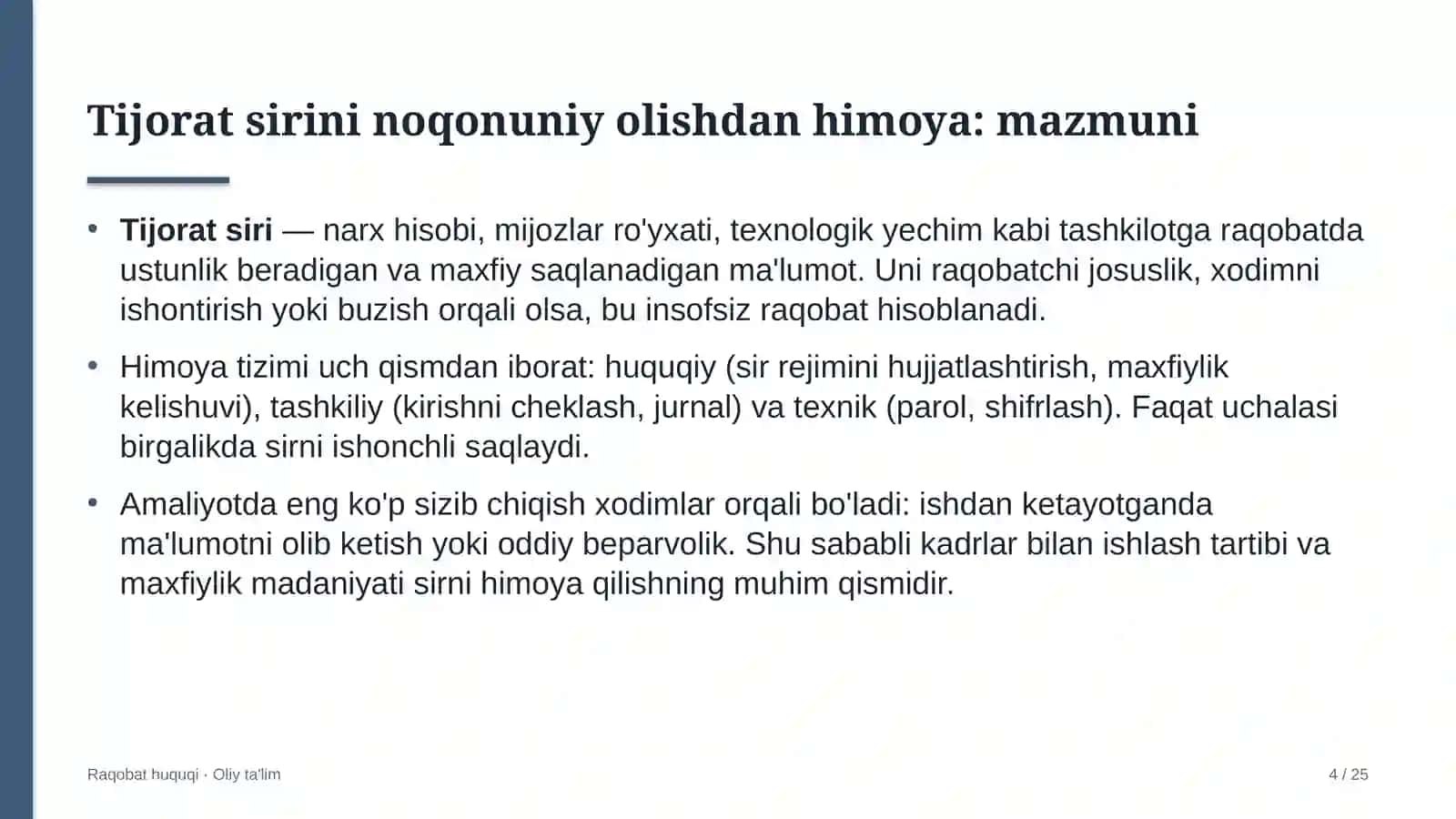 yetkazib berish xizmatlarida tijorat sirini noqonuniy olishdan himoyalanish 6408 4