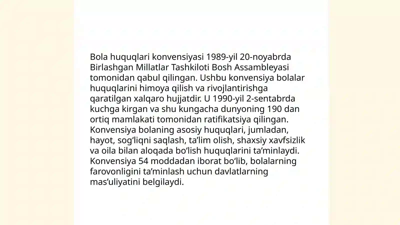 BMT ning "Bola huquqlari tòģrisidagi konvensiyasi" 4