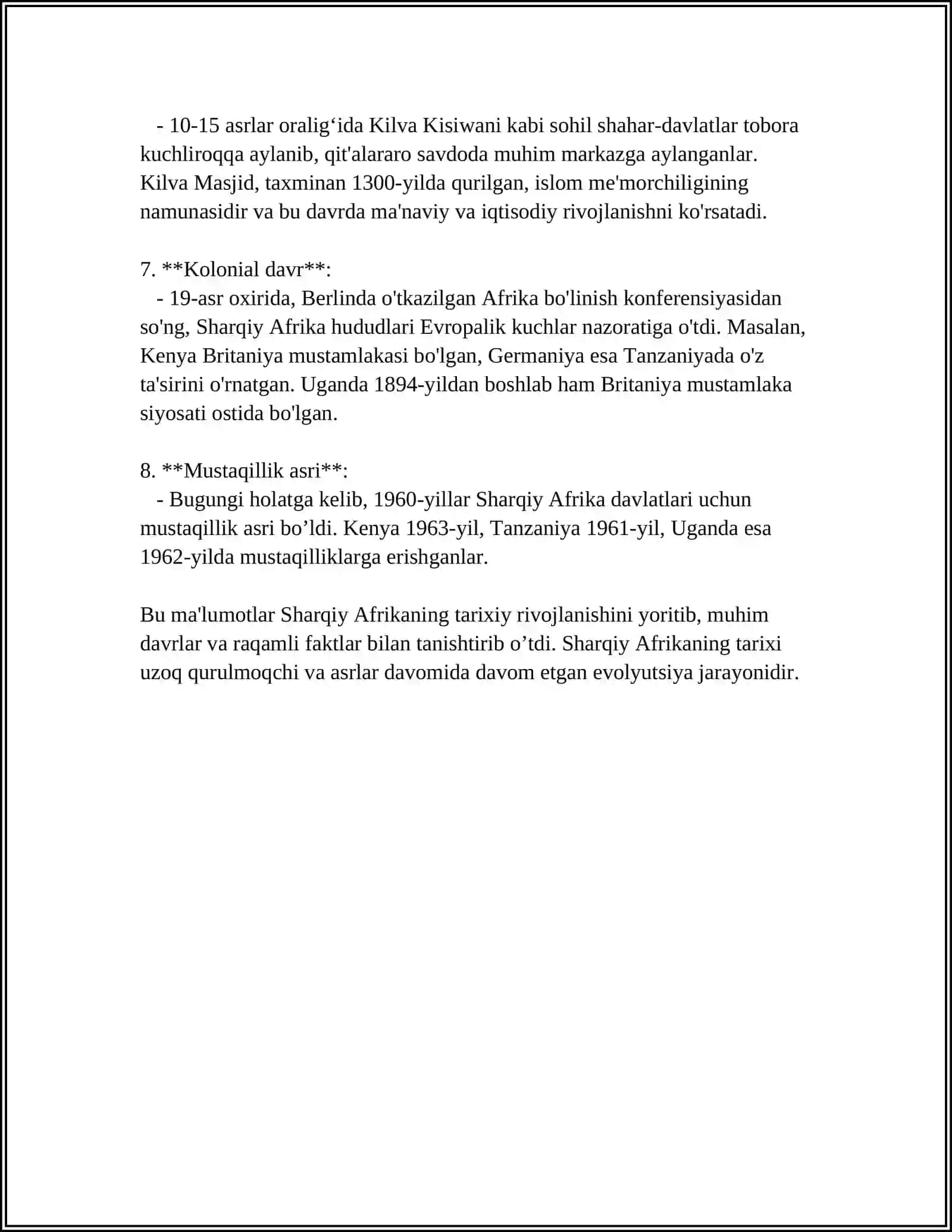 SHARQIY AFRIKANING ILK MODDIY MANBALARI 4