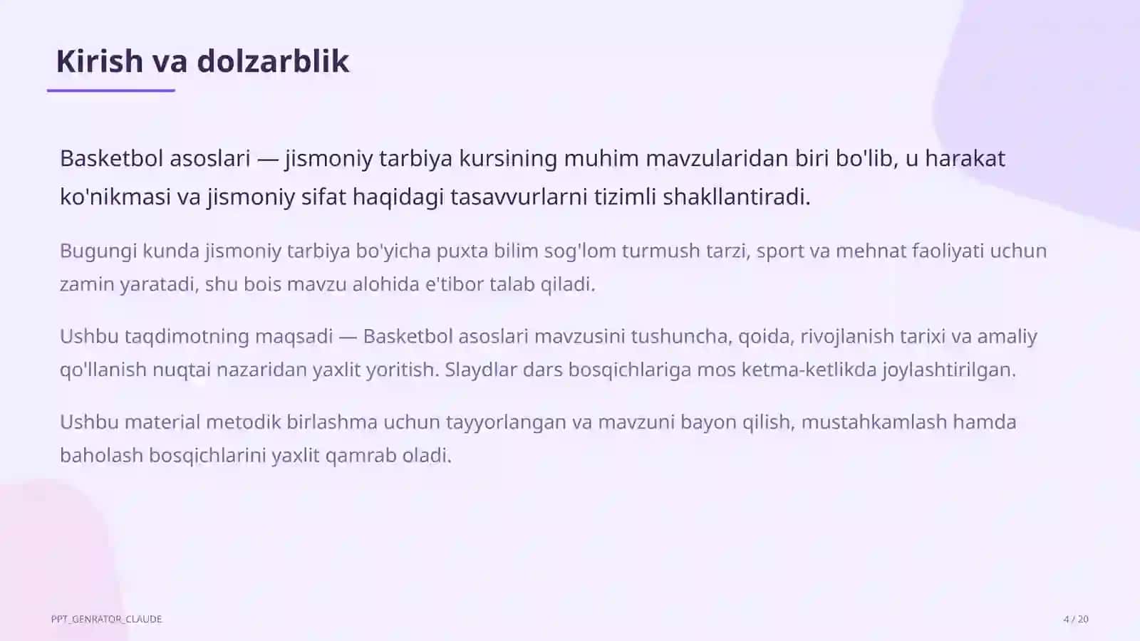 Basketbol asoslari (5-sinf) 4