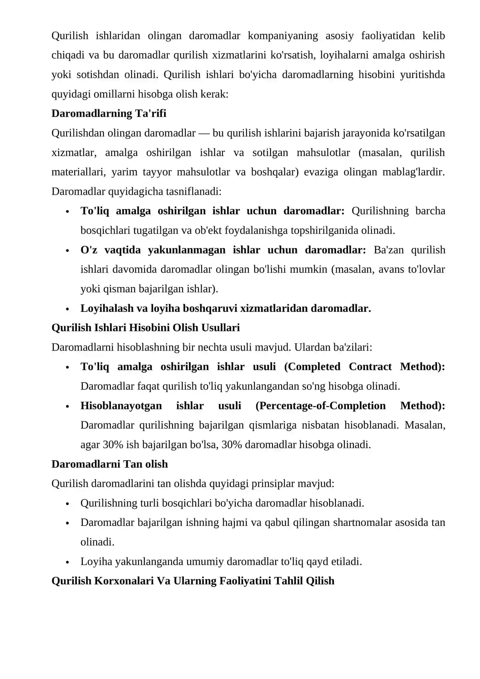 Qurilish Ishlarini Bajarishdan Olingan Daromadlar Hisobi Va Moliyaviy Hisobot 4