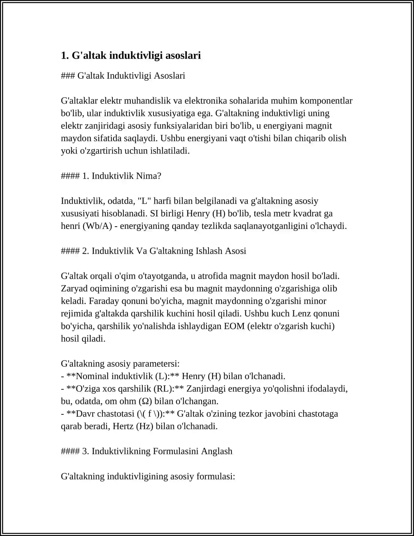 G'altak Induktivligi va uning elektr sxemalarda ishlatilishi 4