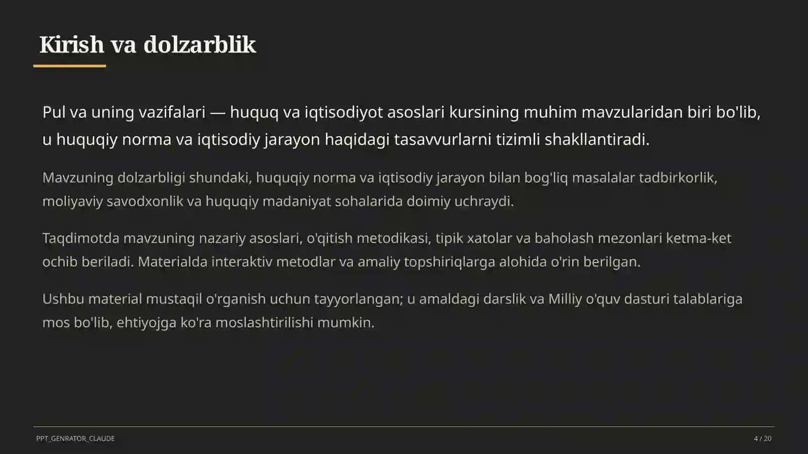 Pul va uning vazifalari (9-sinf) 4