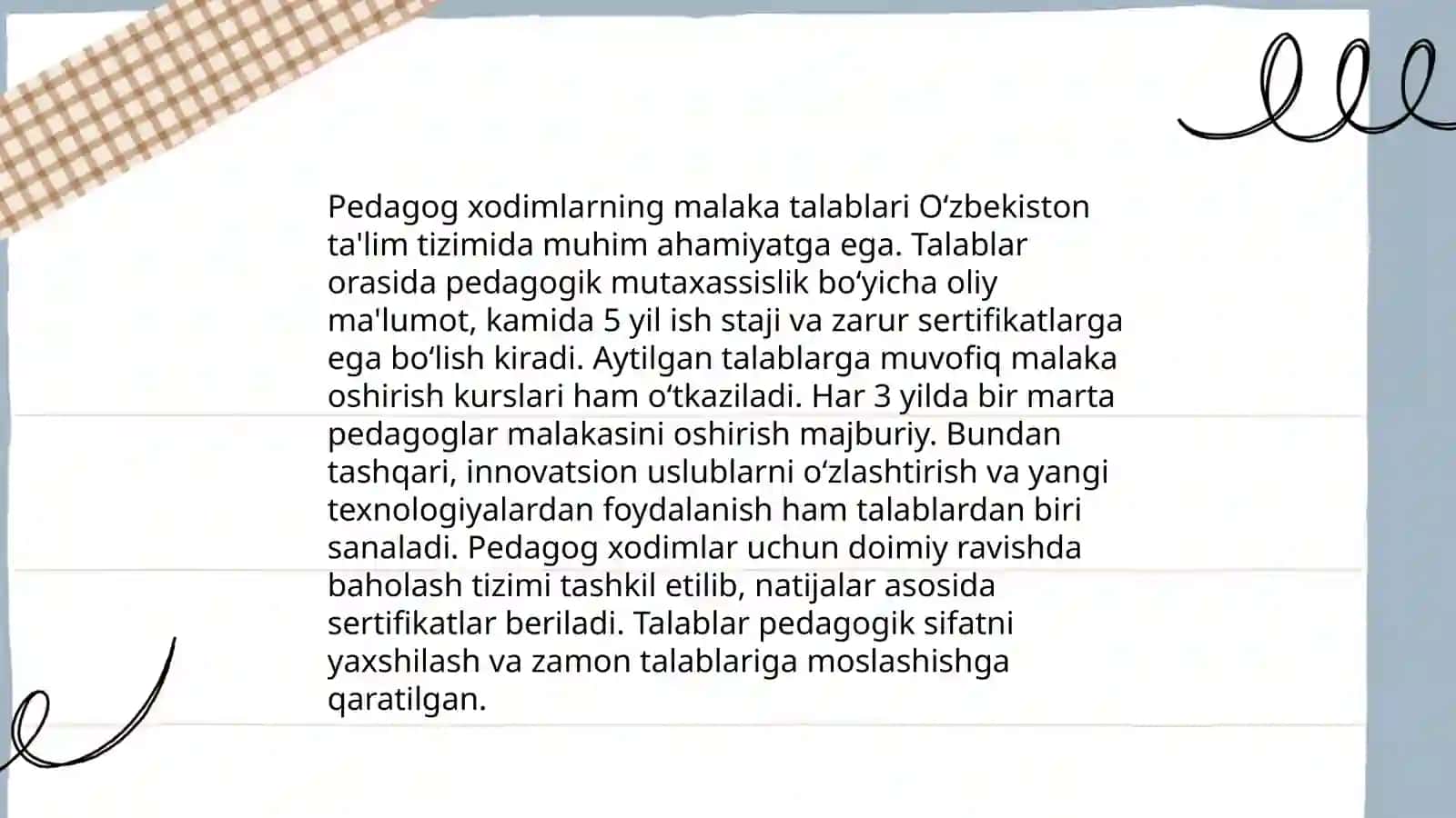 Maktabgacha ta`lim tashkilotlari pedagog xodimlariga qoyiladigan davlat talablari 4