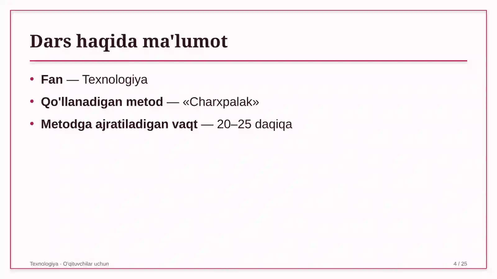 texnologiya darslarida charxpalak metodidan foydalanish 7838 4