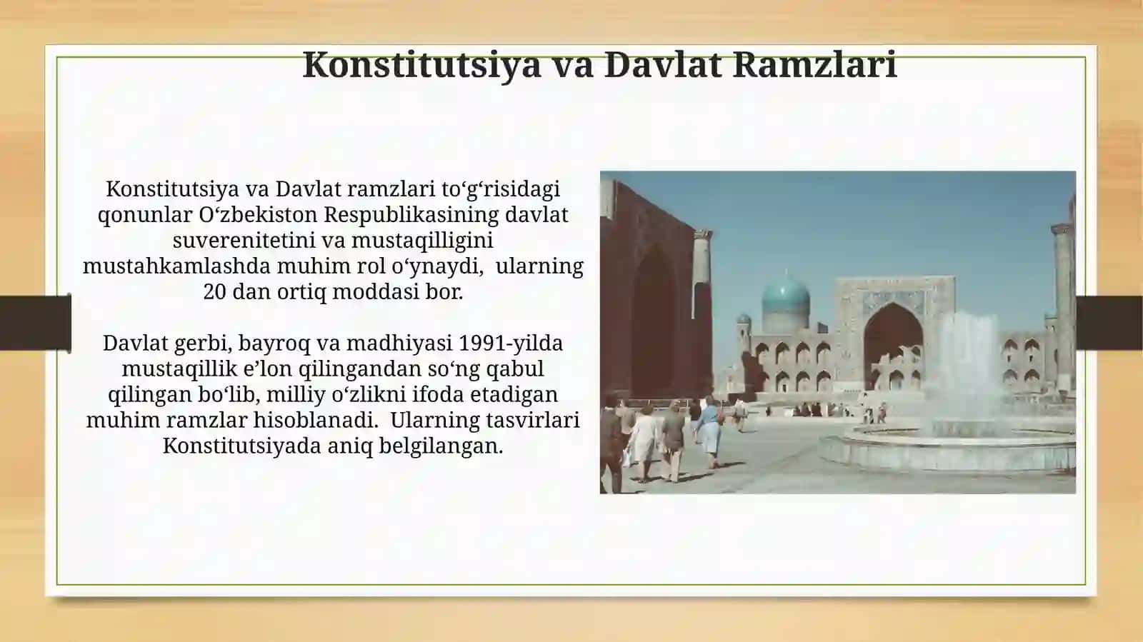 Mustaqil Õzbekiston Respublikasi tashkil topishining tarixiy ahamiyati 4