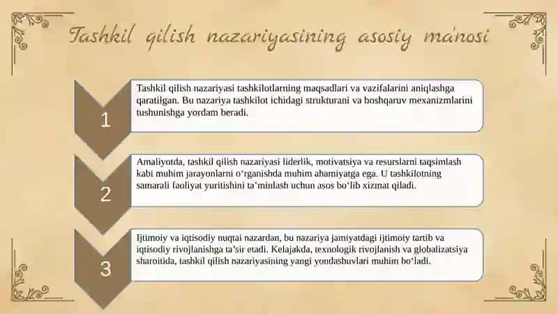 "Tashkil qilish nazariyasining asosiy tushunchalari" 4