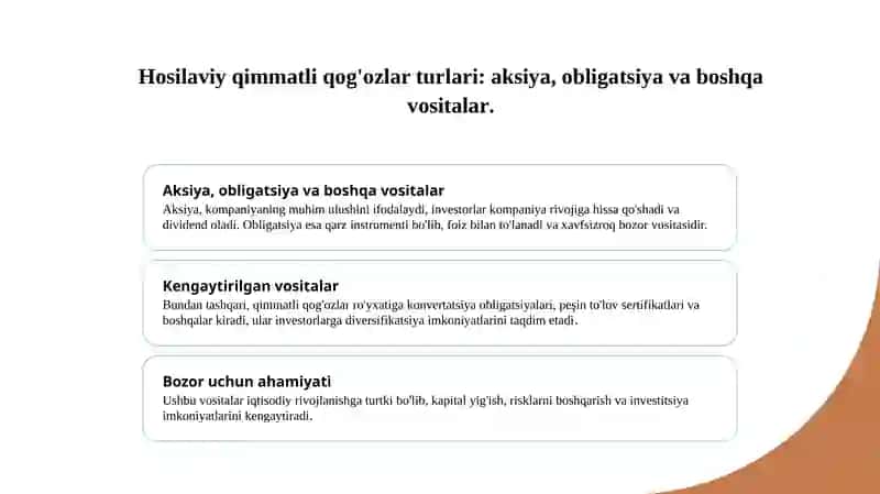 Hosilaviy qimmatliq o'zgaruvchilar bozori 4
