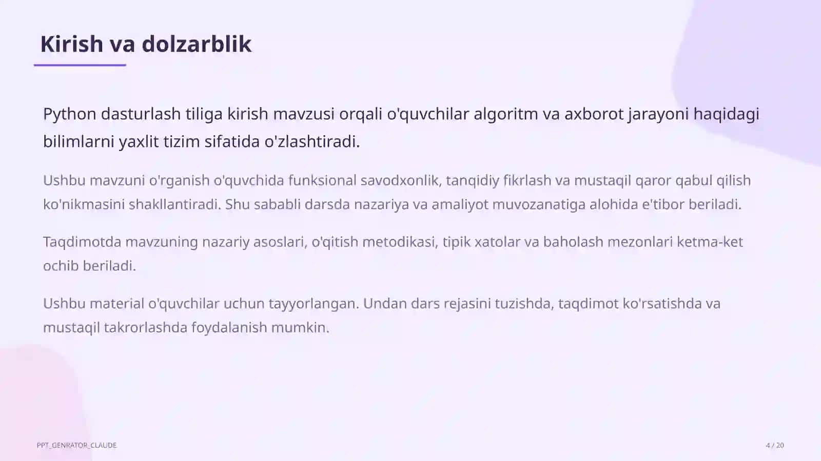 Python dasturlash tiliga kirish (8-sinf) 4