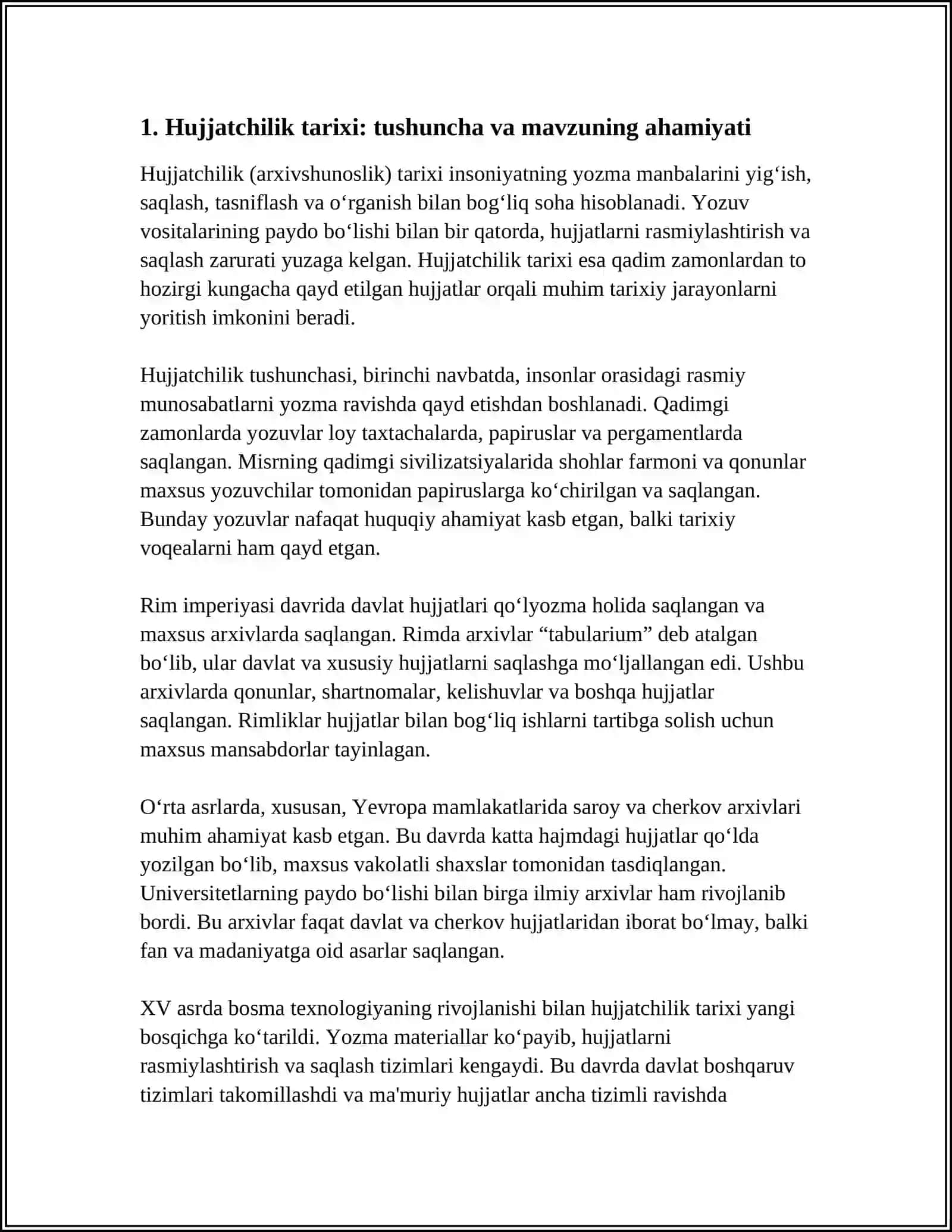 HUJJATCHILIK TARIXI. NORMATIV (ME'YORIY) HUJJAT TUSHUNCHASI 4