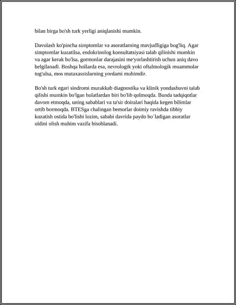 MUSTAQIL ISH Mavzu: BOSH TURK EGARI SINDROMI 4