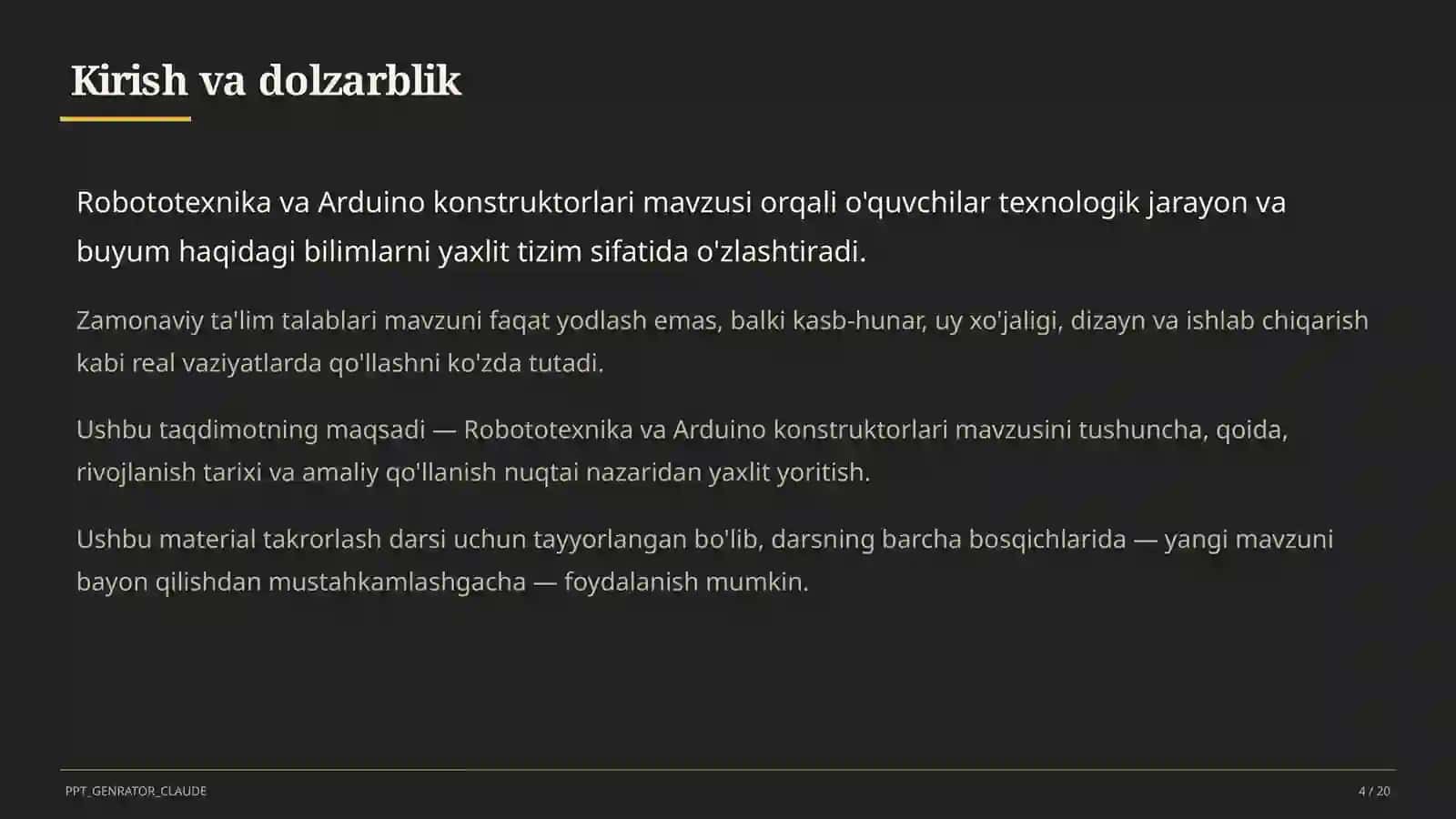 Robototexnika va Arduino konstruktorlari (9-sinf) 4