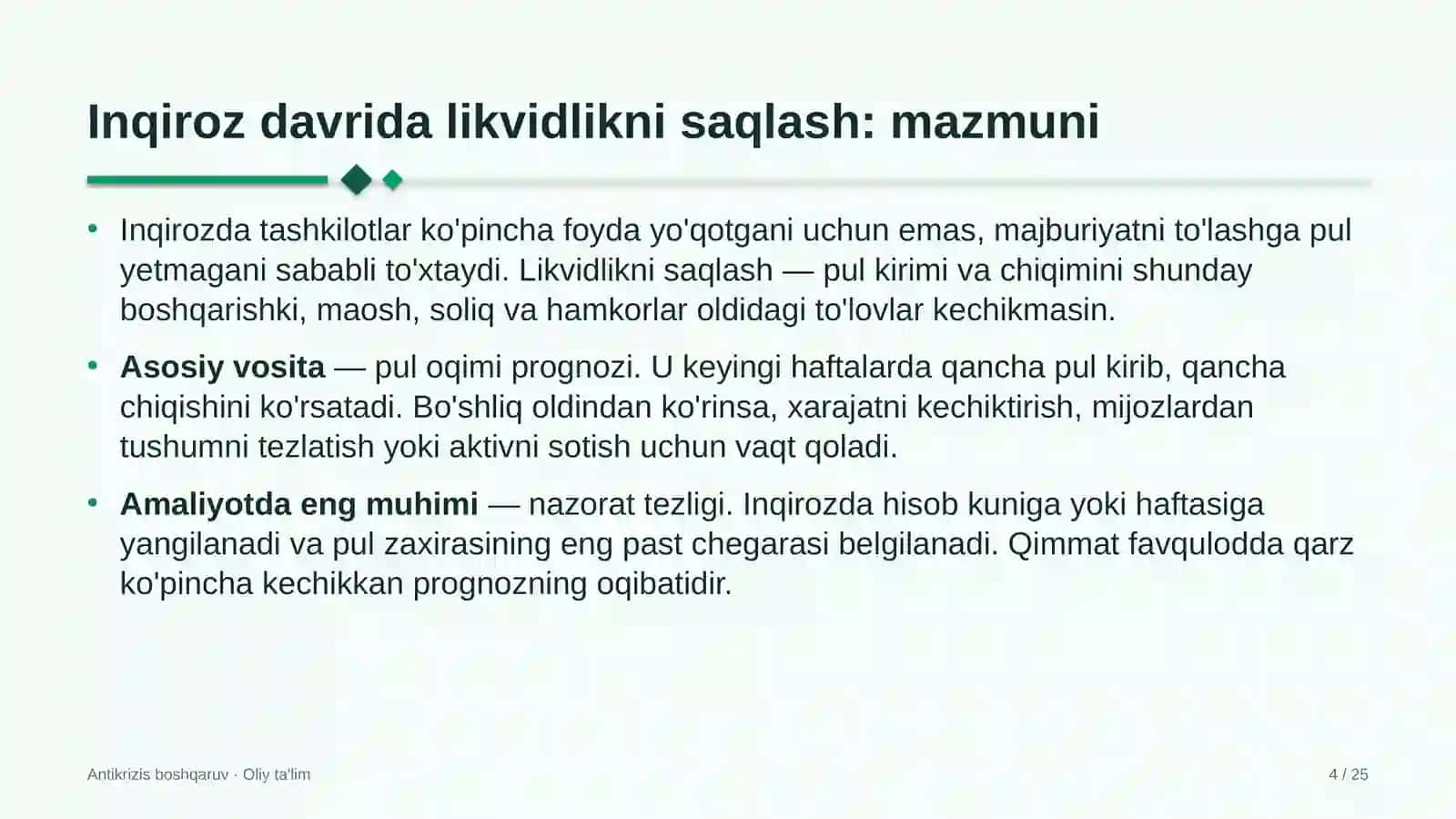 yakka tartibdagi uy joy qurilishida inqiroz davrida likvidlikni saqlash 7702 4
